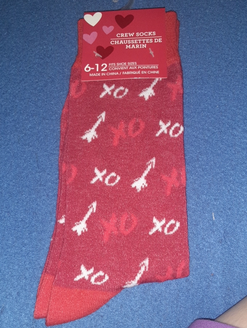 Women's Crew Socks - Red 'XO' Pattern